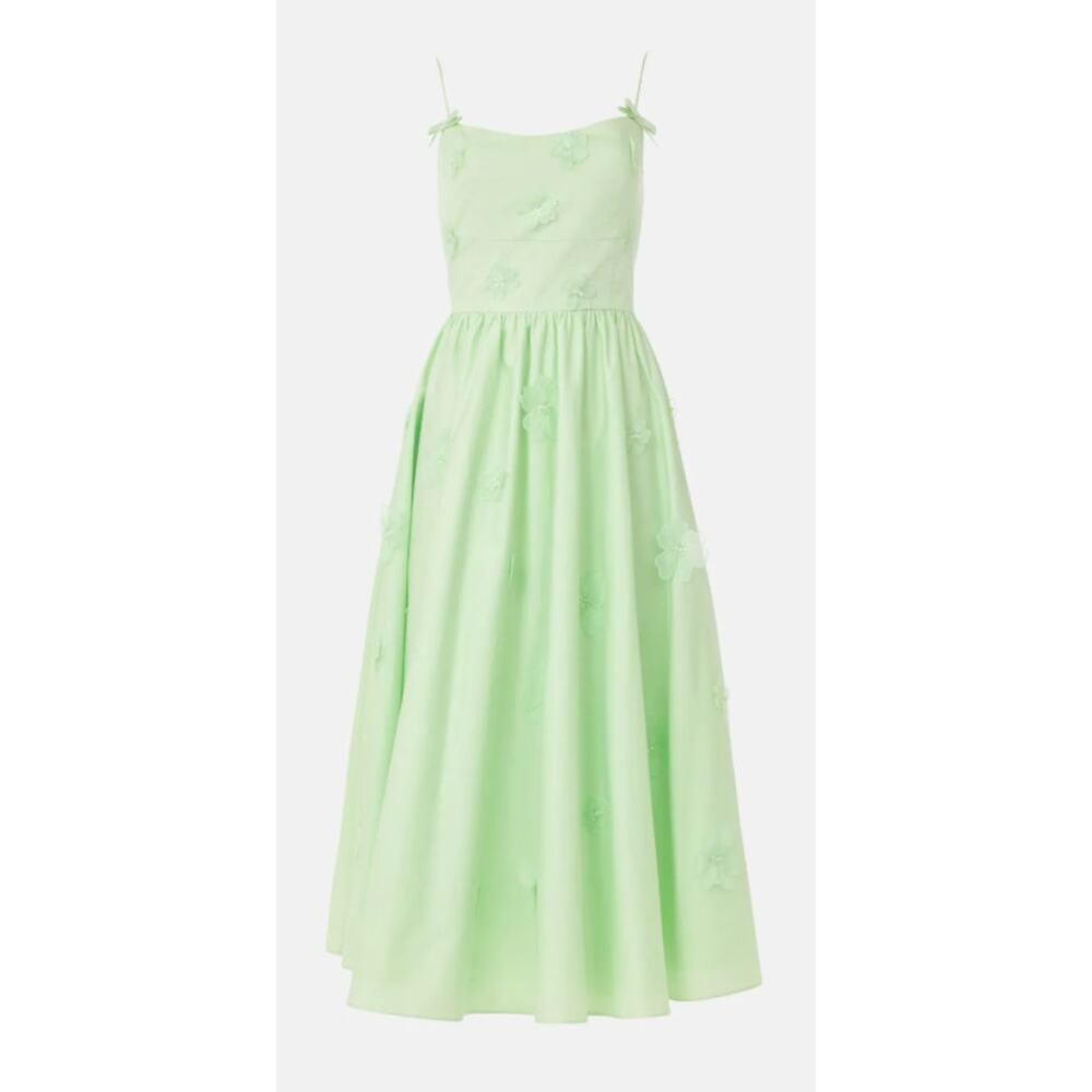 Self-Portrait - Green Cotton Flower Midi Dress - US Size 6/UK Size 10